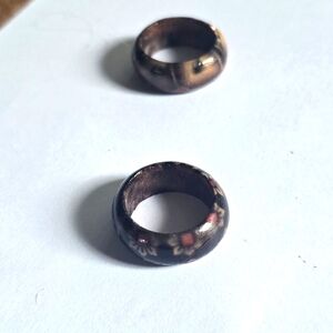 SET OF 2 HAND  PAINTED NEW SIZE 8 BAMBOO RINGS